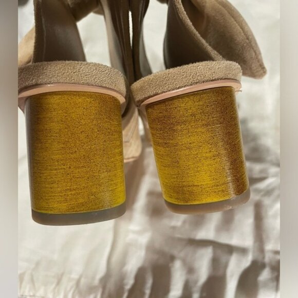 MOOMMO Women Heeled Sandals with Bow Peep Toe Chunky Block Low Heel Size 9 - Picture 5 of 11